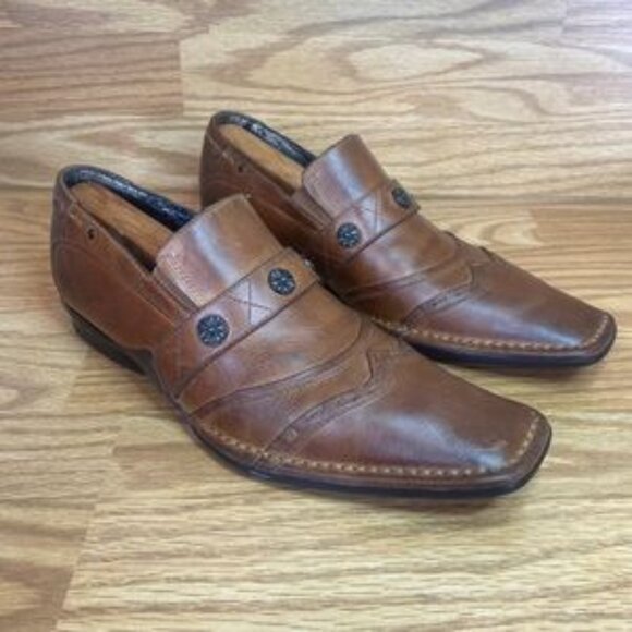 Lounge By Mark Nason U Rock Loafers Shoes Tan Leather Men\'s Size 9 Style 71790